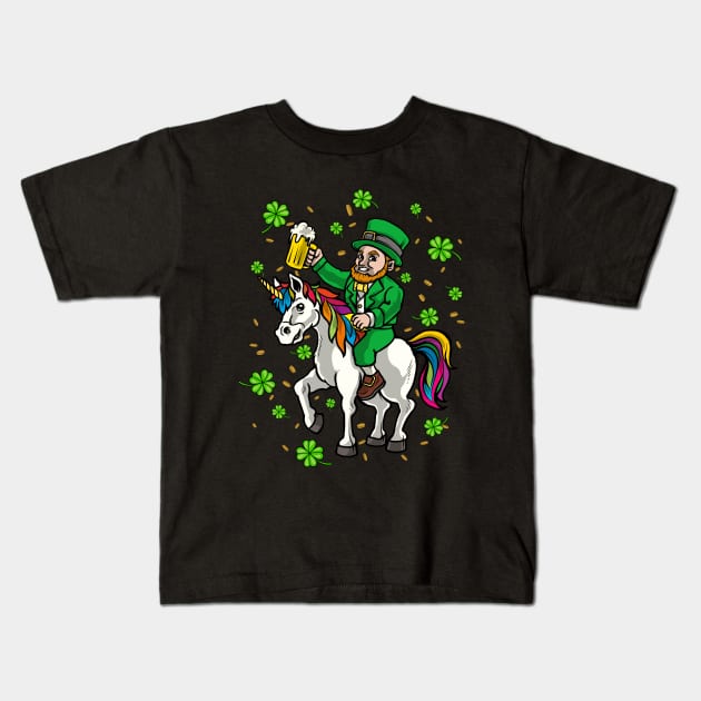 St Patricks Day Shirt, Leprechaun Unicorn Irish T-shirt Kids T-Shirt by Beloria_Tees